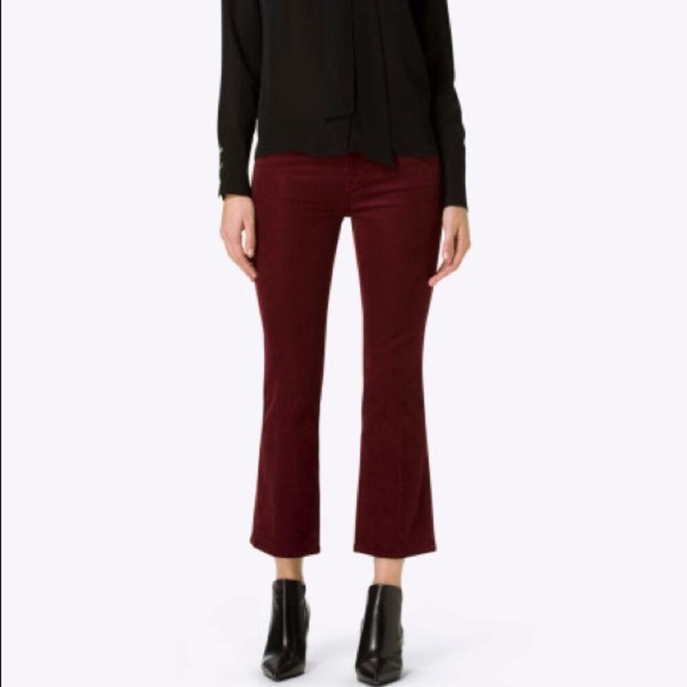 J Brand Oxblood Corduroy Selena Bootcut Cropped Pants Size 27